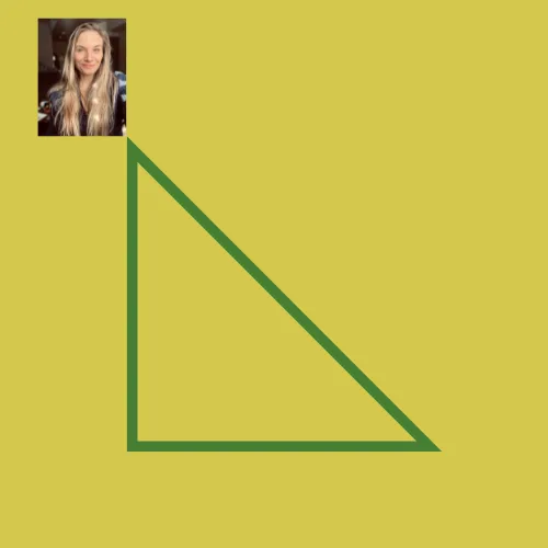 Illustration of a right angle with a picture of mathematician Kate Ertmann at top corner on left