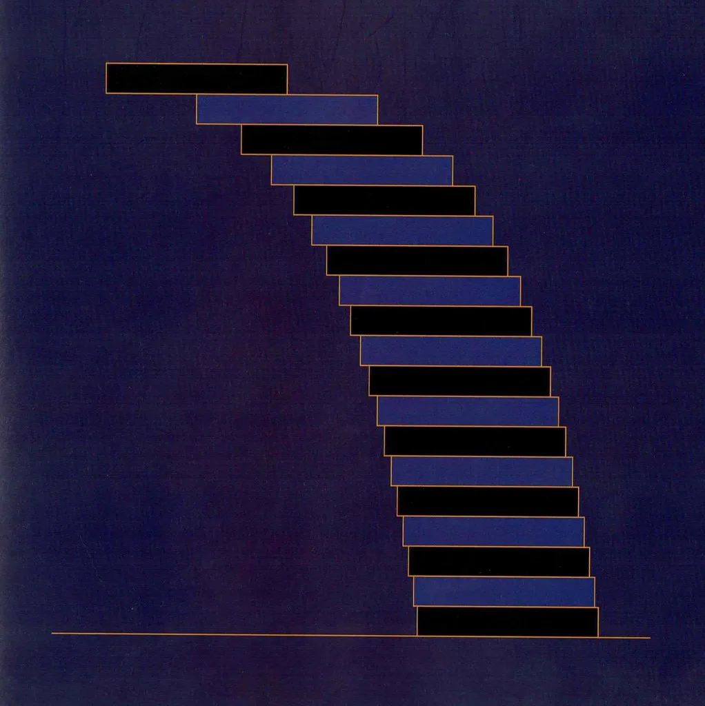 visual representation of harmony using alternating colors of black and purple rectangles in a stack, with the long edges flush with each other and the shorter edges staggered at mathematically precise ratios to each other.