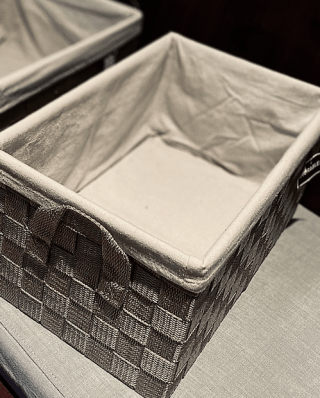 An empty rectangular bin